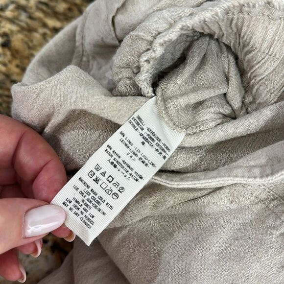 Free People Neutral Light Beige Linen Blend Jumpsuit With Pockets Size M - Picture 6 of 10